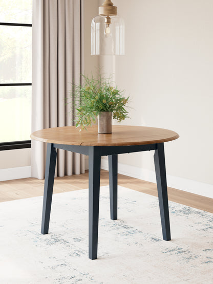 Auburndale Furniture Outlet - Ashley Furniture - Gesthaven Dining Room - Round DRM Drop Leaf Table / Natural/Blue - D399-15
