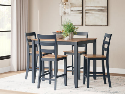 Auburndale Furniture Outlet - Ashley Furniture - Gesthaven Dining Room - DRM Counter Table Set (5/CN) / Natural/Blue - D399-223