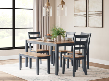 Auburndale Furniture Outlet - Ashley Furniture - Gesthaven Dining Room - Dining Room Table Set (6/CN) / Natural/Blue - D399-325