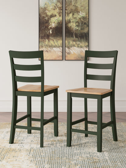 Auburndale Furniture Outlet - Ashley Furniture - Gesthaven Dining Room - Counter Height Barstool (Set of 2) / Natural/Green - D401-124X2