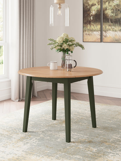 Auburndale Furniture Outlet - Ashley Furniture - Gesthaven Dining Room - Round DRM Drop Leaf Table / Natural/Green - D401-15