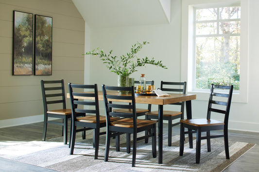Auburndale Furniture Outlet - Ashley Furniture - Blondon Dining Room - RECT DRM Table Set (7/CN) / Brown/Black - D413-425