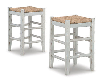 Auburndale Furniture Outlet - Ashley Furniture - Mirimyn Dining Room - Counter Height Bar Stool (Set of 2) / White - D508-224X2