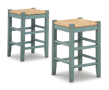 Auburndale Furniture Outlet - Ashley Furniture - Mirimyn Dining Room - Counter Height Bar Stool (Set of 2) / Teal - D508-324X2