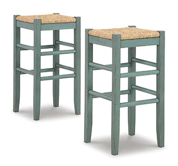 Auburndale Furniture Outlet - Ashley Furniture - Mirimyn Dining Room - Bar Height Bar Stool (Set of 2) / Teal - D508-330X2