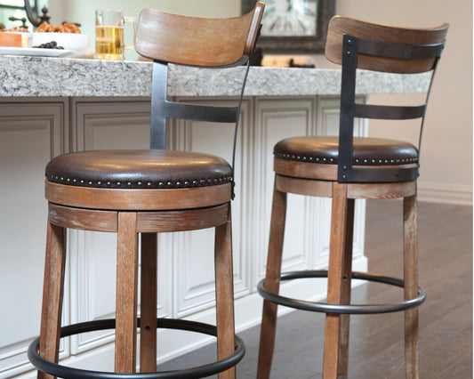 Auburndale Furniture Outlet - Ashley Furniture - Pinnadel Dining Room - Counter Height Bar Stool (Set of 2) / Grayish Brown - D542-124X2