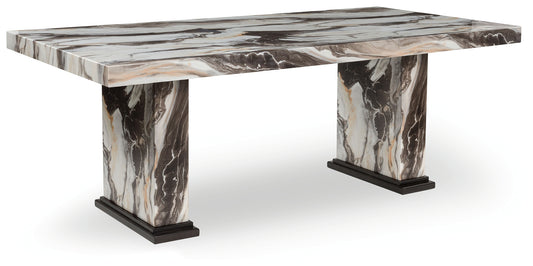 Auburndale Furniture Outlet - Ashley Furniture - Jeshina Dining Table - Dining Table / Dark Brown/Beige - PCD581D4