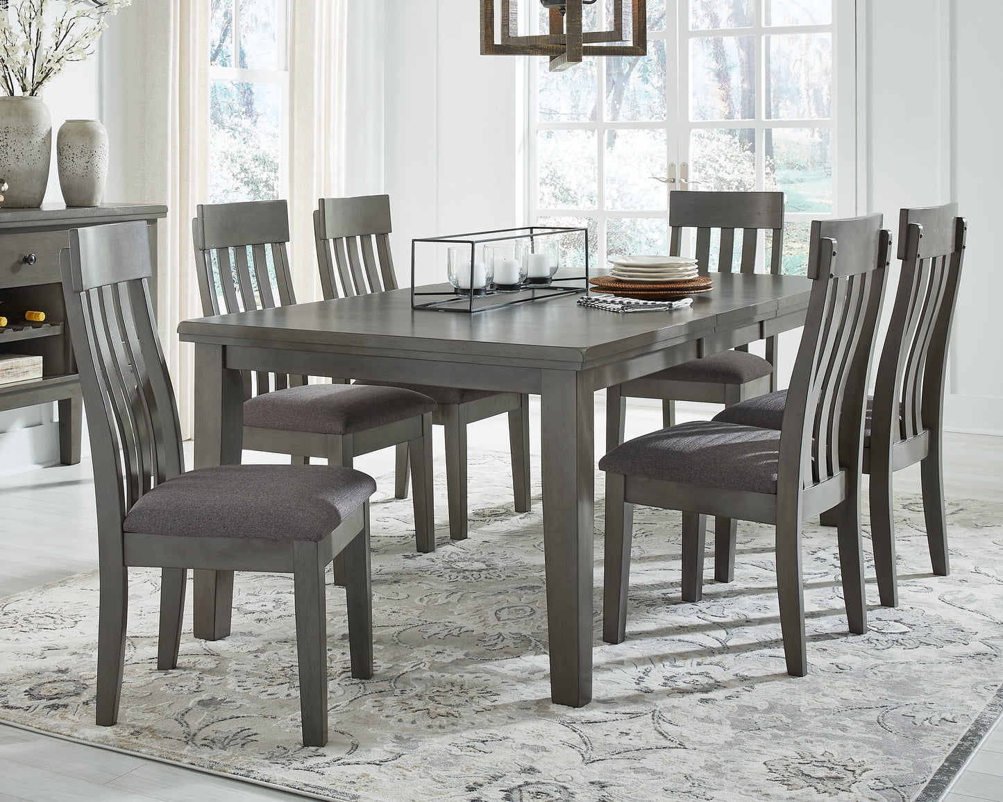 Auburndale Furniture Outlet - Ashley Furniture - Hallanden Dining Room - RECT DRM Butterfly EXT Table / Gray / 42"W x 78"D x 30"H - D589-35