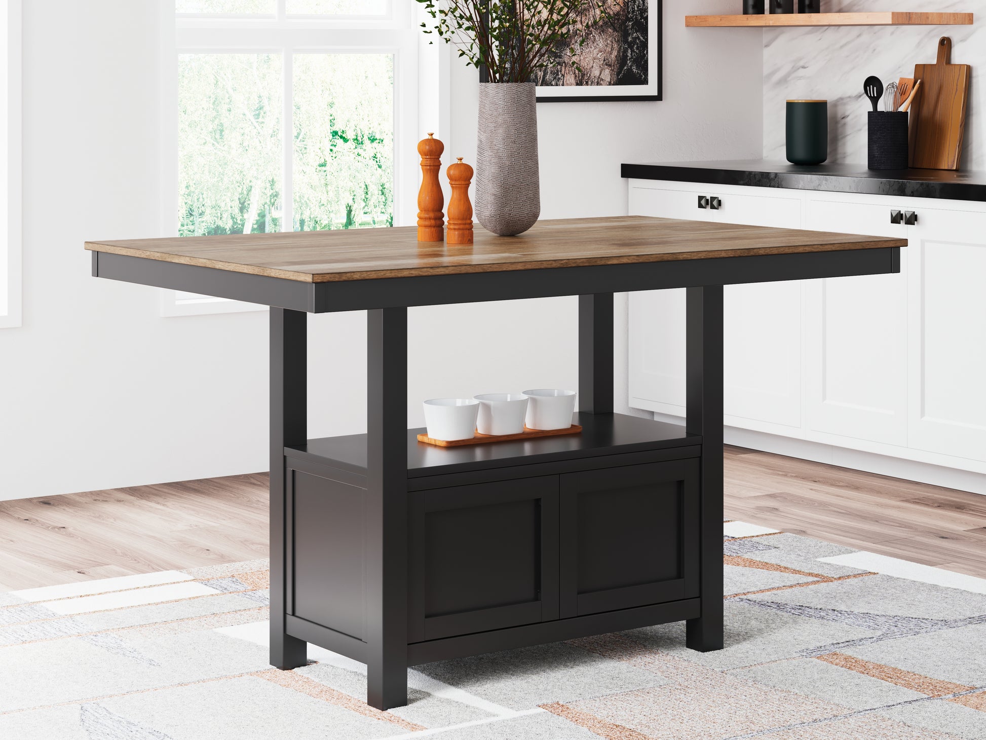 Auburndale Furniture Outlet - Ashley Furniture - Wildenauer Dining Room - RECT Dining Room Counter Table / Brown/Black - D634-13