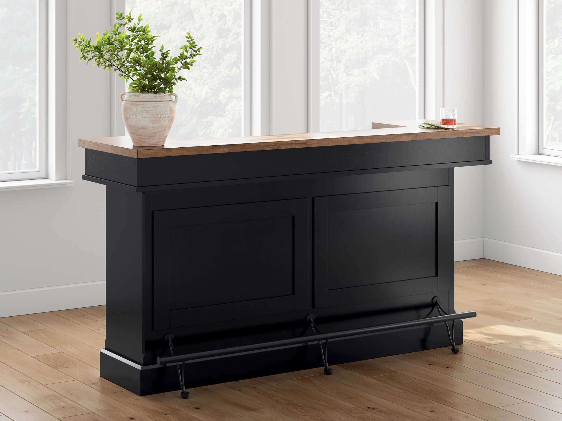 Auburndale Furniture Outlet - Ashley Furniture - Wildenauer 78" Bar - Bar / Brown/Black - D634-65