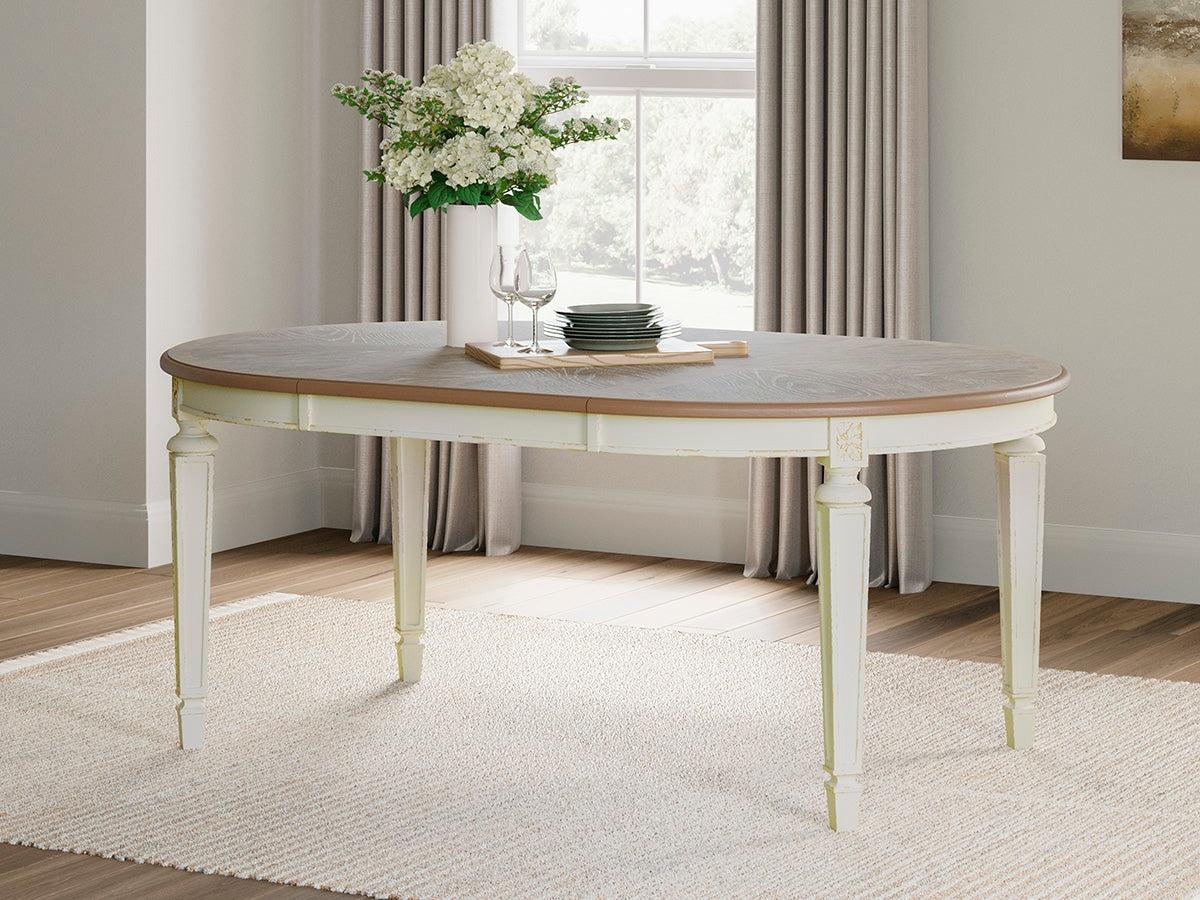 Auburndale Furniture Outlet - Ashley Furniture - Realyn Dining Room - Oval Dining Room EXT Table / Chipped White - D743-35