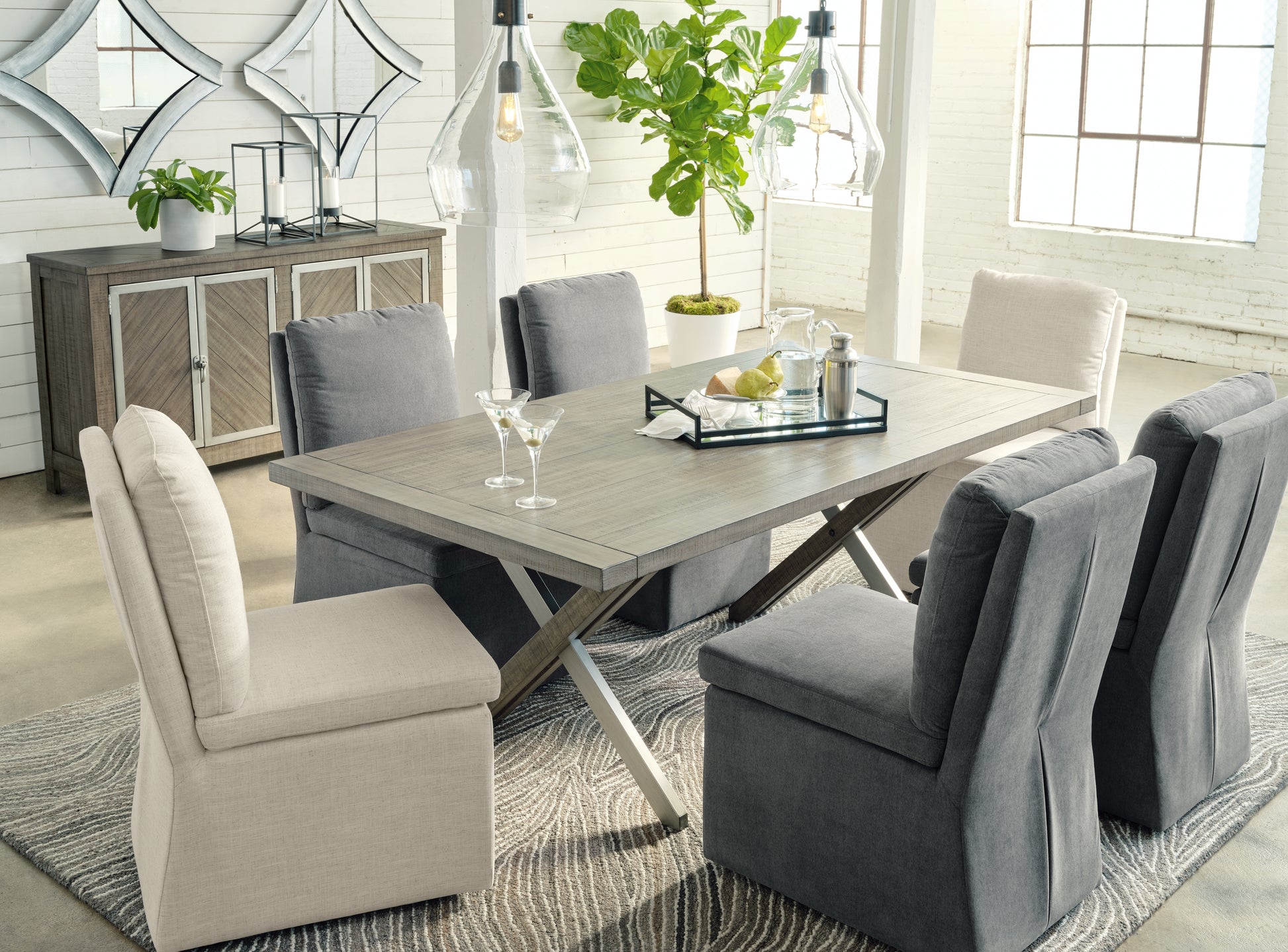 Auburndale Furniture Outlet - Ashley Furniture - Krystanza Dining Room - Rectangular Dining Room Table / Weathered Gray - D766-25