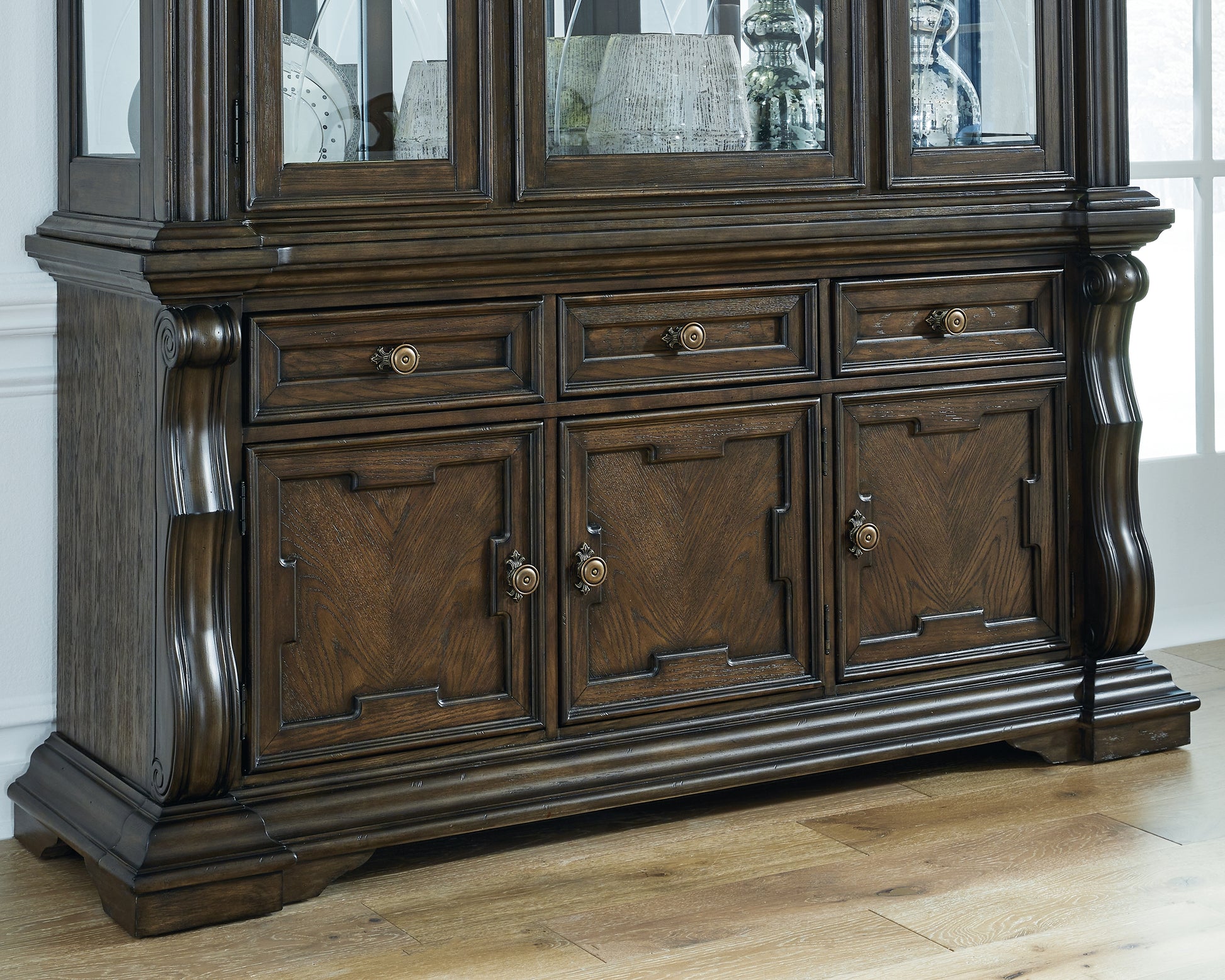Auburndale Furniture Outlet - Ashley Furniture - Maylee Dining Room - Dining Room Buffet / Dark Brown - D947-80