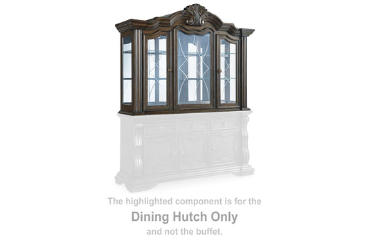 Auburndale Furniture Outlet - Ashley Furniture - Maylee Dining Room - Dining Buffet and Hutch / Dark Brown - D947D1