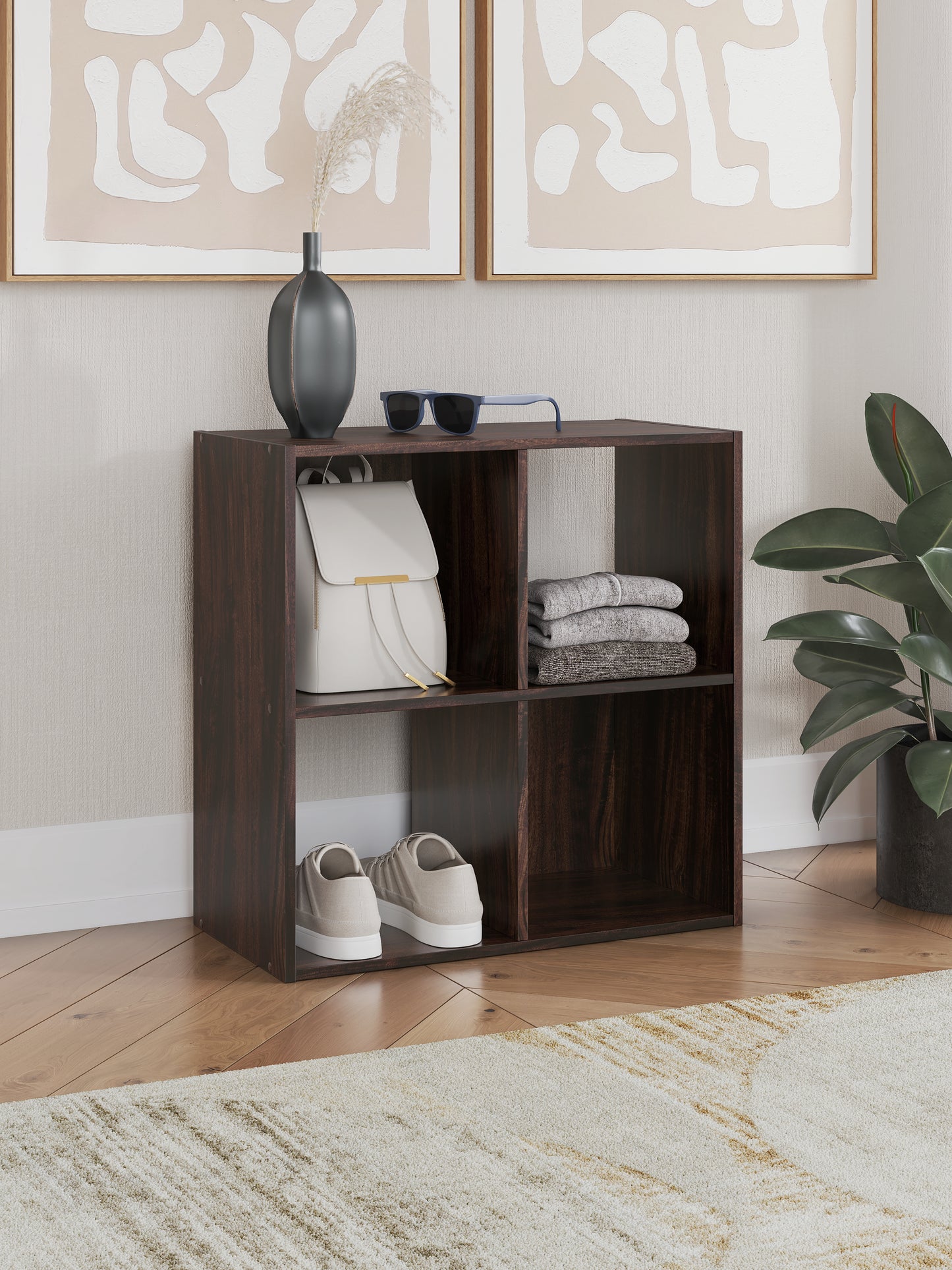 Auburndale Furniture Outlet - Ashley Furniture - Glosmount Four Cube Organizer - Four Cube Organizer / Cherry/Light Brown - EA1055-2X2
