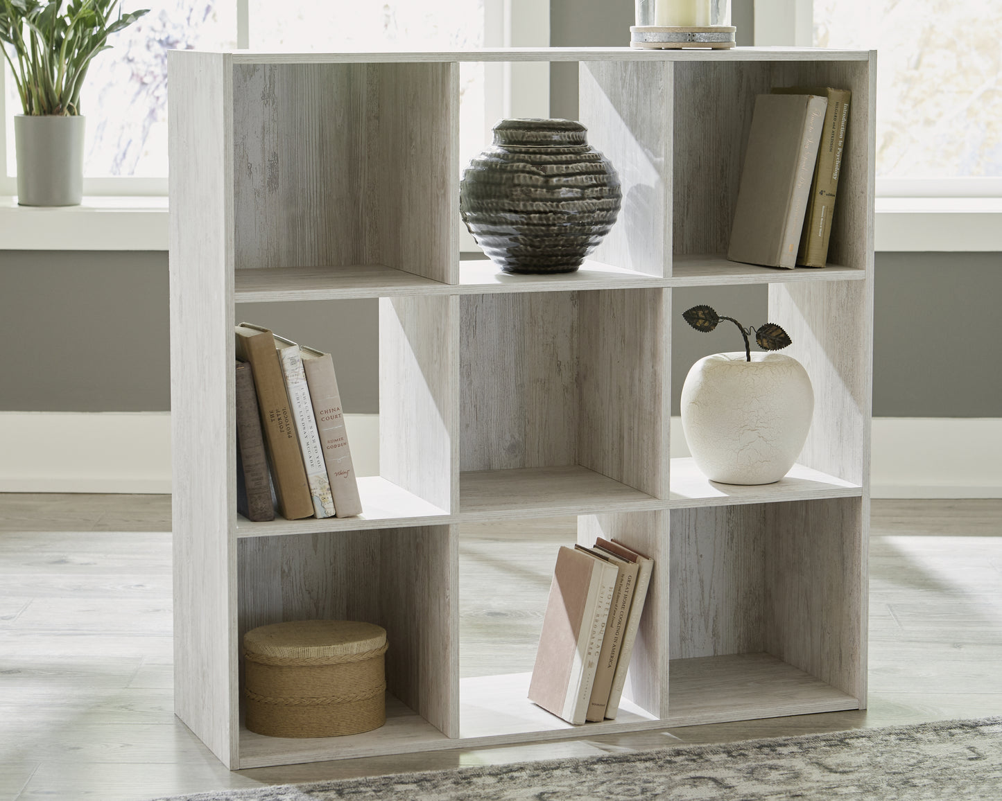Auburndale Furniture Outlet - Ashley Furniture - Paxberry Nine Cube Organizer - Nine Cube Organizer / Whitewash - EA1811-3X3