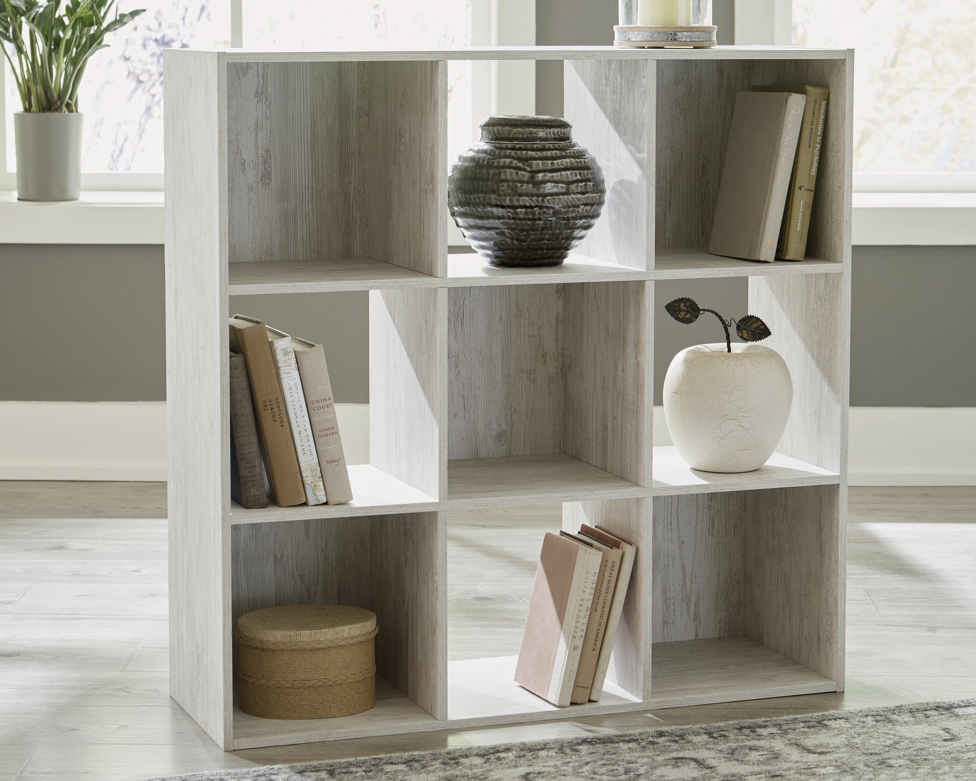 Auburndale Furniture Outlet - Ashley Furniture - Paxberry Nine Cube Organizer - Nine Cube Organizer / Whitewash - EA1811-3X3