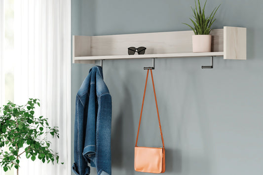 Auburndale Furniture Outlet - Ashley Furniture - Socalle Wall Decor - Wall Mounted Coat Rack w/Shelf / Light Natural - EA1864-151
