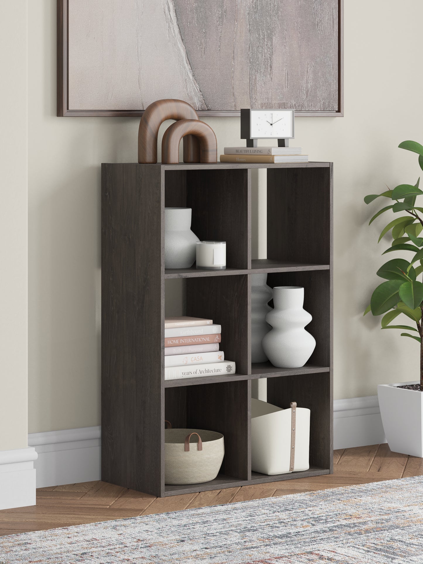 Auburndale Furniture Outlet - Ashley Furniture - Piperton Six Cube Organizer - Six Cube Organizer / Charcoal - EA5514-3X2
