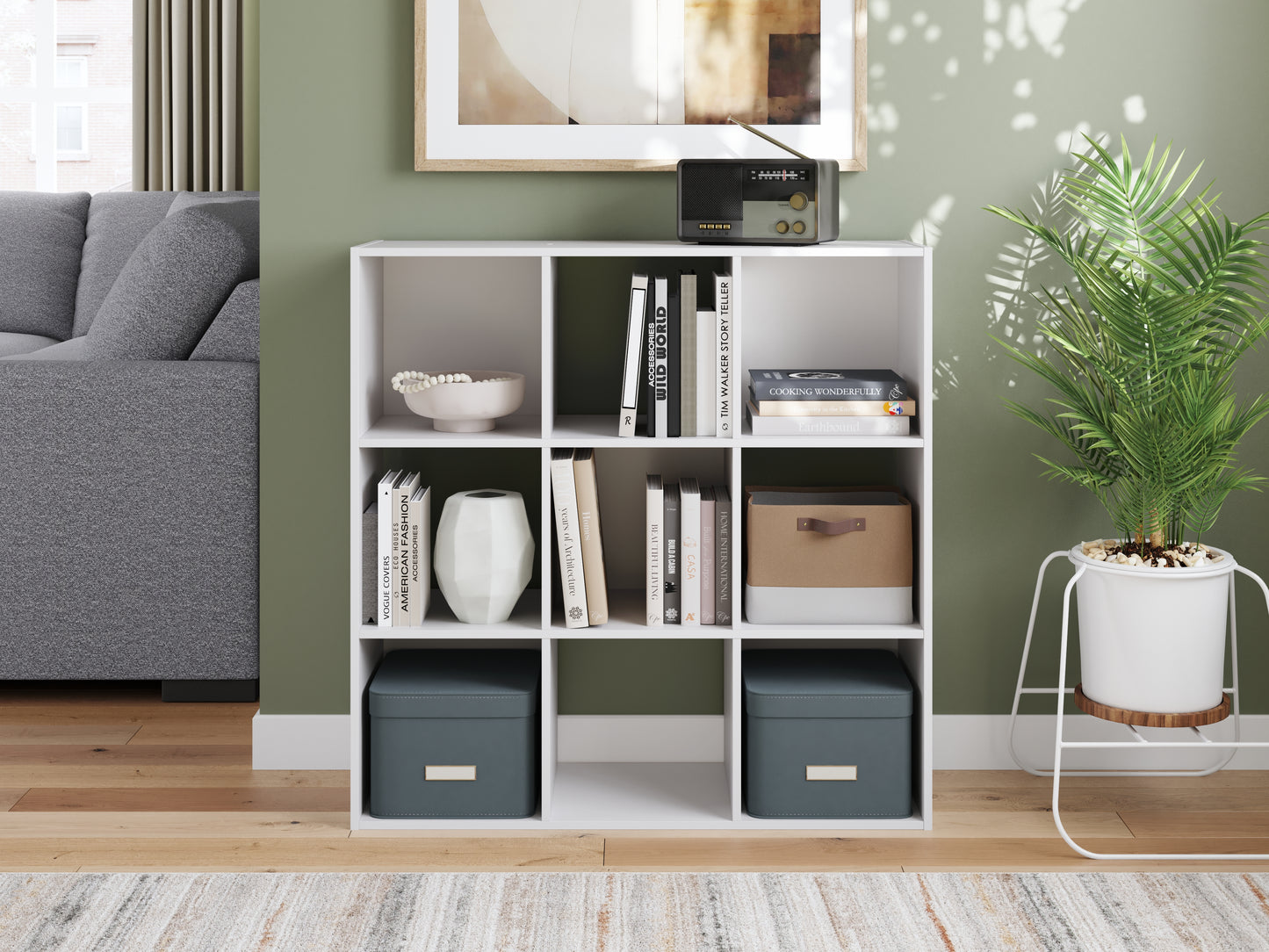 Auburndale Furniture Outlet - Ashley Furniture - Onita Nine Cube Organizer - Nine Cube Organizer / White - EA9630-3X3
