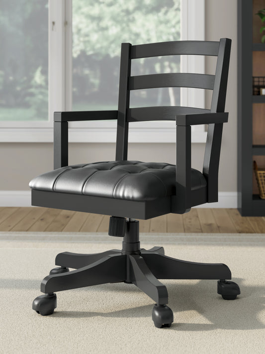 Auburndale Furniture Outlet - Ashley Furniture - Wildenauer Home Office Desk Chair - Home Office Swivel Desk Chair / Black - H664-01A