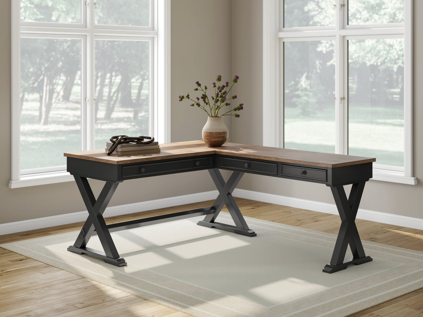 Auburndale Furniture Outlet - Ashley Furniture - Wildenauer Office Desk - Home Office Desk / Brown/Black - H664H2