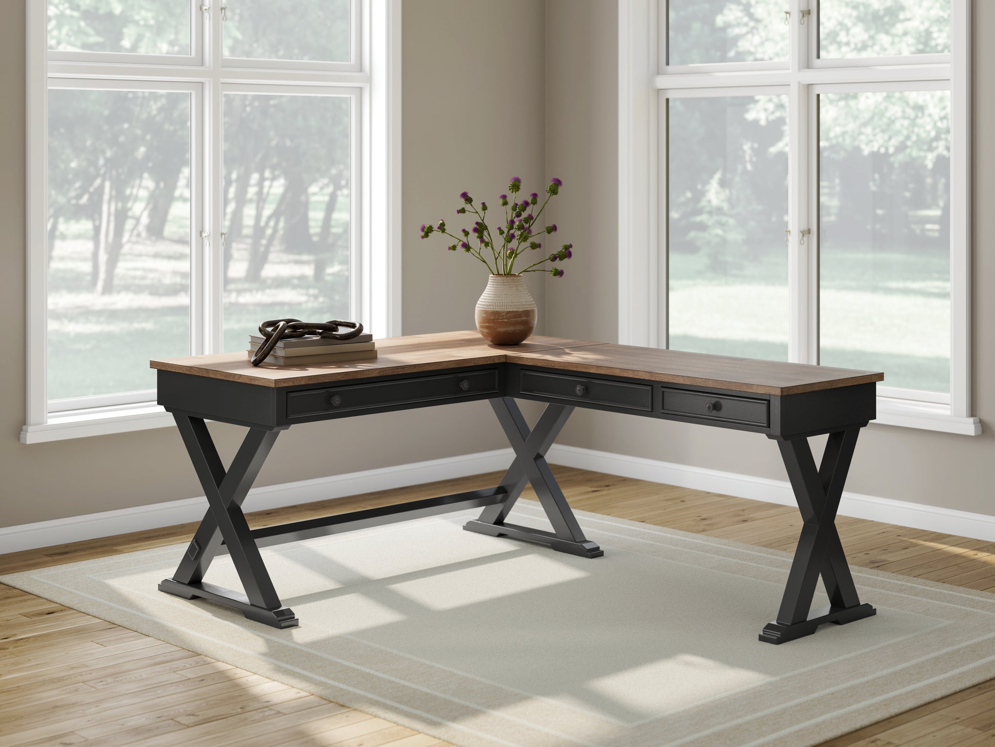 Auburndale Furniture Outlet - Ashley Furniture - Wildenauer Office Desk - Home Office Desk / Brown/Black - H664H2