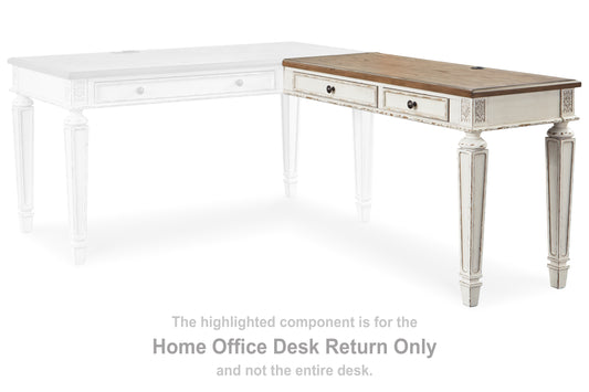 Auburndale Furniture Outlet - Ashley Furniture - Realyn Office Desk - Home Office Desk Return / White/Brown - H743-34R