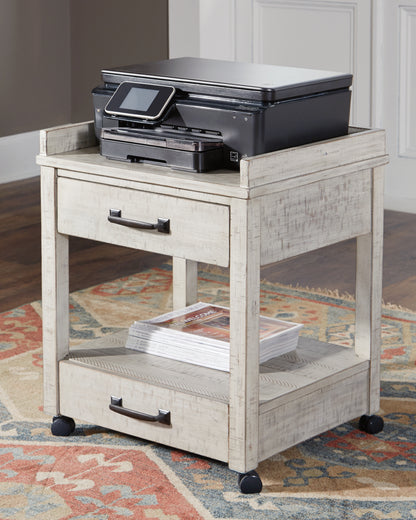 Auburndale Furniture Outlet - Ashley Furniture - Carynhurst Printer Stand - Printer Stand / Whitewash - H755-11