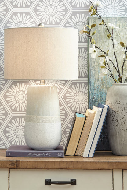 Auburndale Furniture Outlet - Ashley Furniture - Shavon Lighting - Table Lamp (Set of 2) / Beige/White - L100724X2