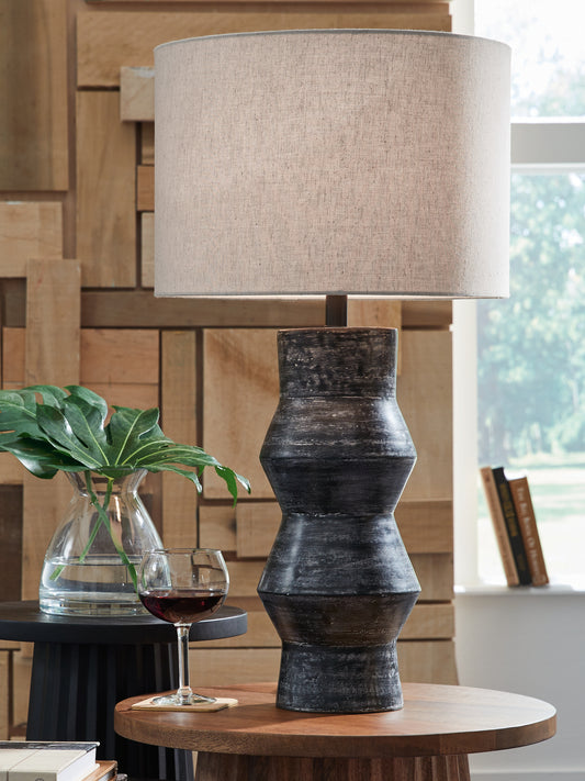 Auburndale Furniture Outlet - Ashley Furniture - Kerbert Lighting - 2-Piece Lamp Set / Distressed Black - L100824X2