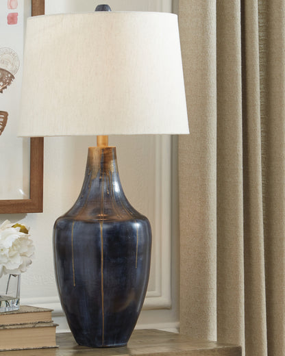 Auburndale Furniture Outlet - Ashley Furniture - Evania Lighting - Table Lamp (Set of 2) / Indigo - L207344X2