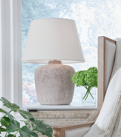 Auburndale Furniture Outlet - Ashley Furniture - Danry Lighting - Table Lamp (Set of 2) / Distressed Cream - L207454X2