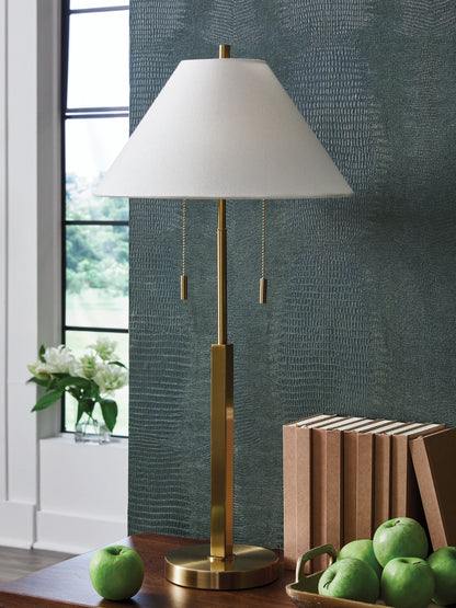 Auburndale Furniture Outlet - Ashley Furniture - Haigwood Lighting - Metal Table Lamp (1/CN) / Gold Finish - L208474