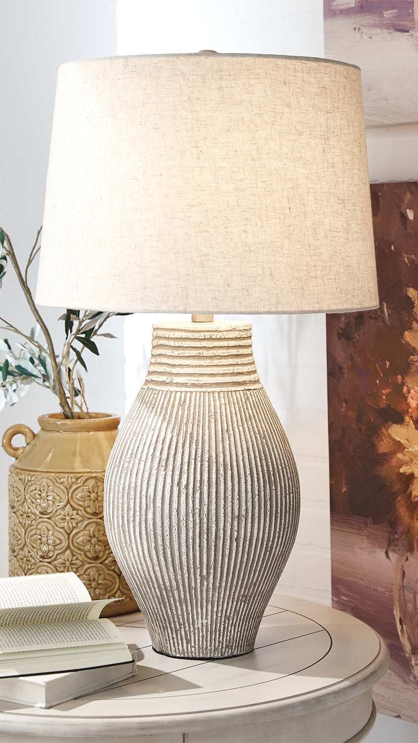 Auburndale Furniture Outlet - Ashley Furniture - Layal Lighting - Table Lamp (Set of 2) / Beige - L235634X2