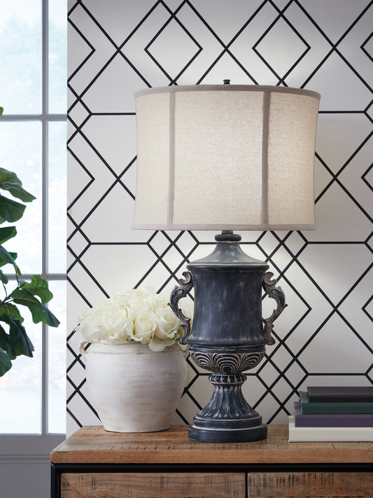 Auburndale Furniture Outlet - Ashley Furniture - Morvanford Lighting - Poly Table Lamp (1/CN) / Antique Black - L235834