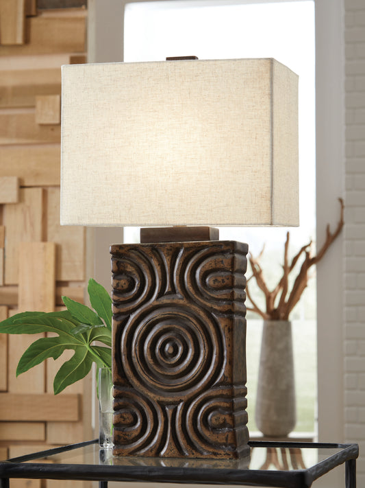 Auburndale Furniture Outlet - Ashley Furniture - Heathbury Lighting - Paper Table Lamp (1/CN) / Antique Brown - L235964