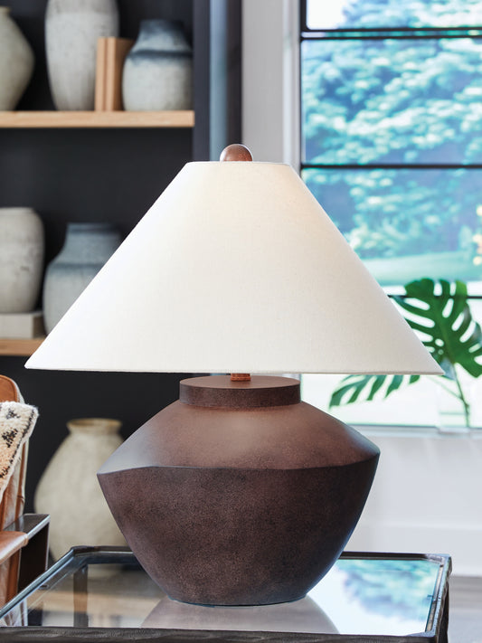 Auburndale Furniture Outlet - Ashley Furniture - Honsworth Lighting - Poly Table Lamp (1/CN) / Antique Brown - L235994