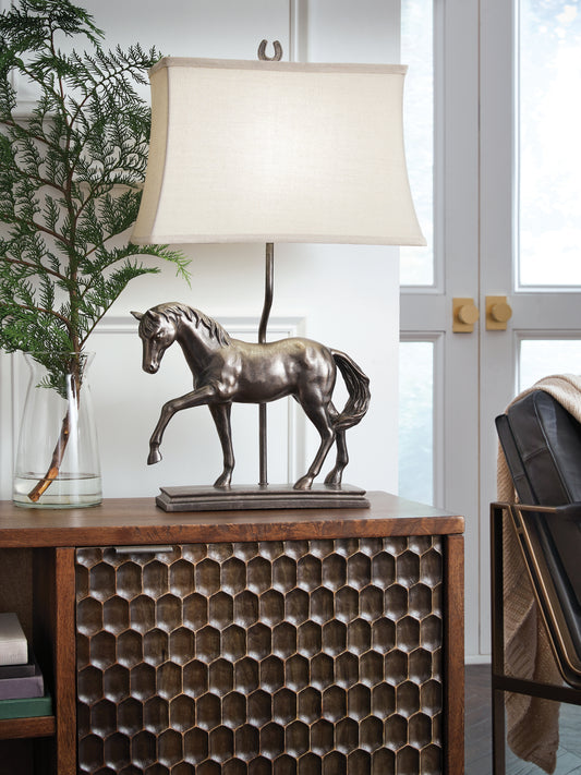 Auburndale Furniture Outlet - Ashley Furniture - Sandorman Lighting - Poly Table Lamp (1/CN) / Bronze Finish - L317044