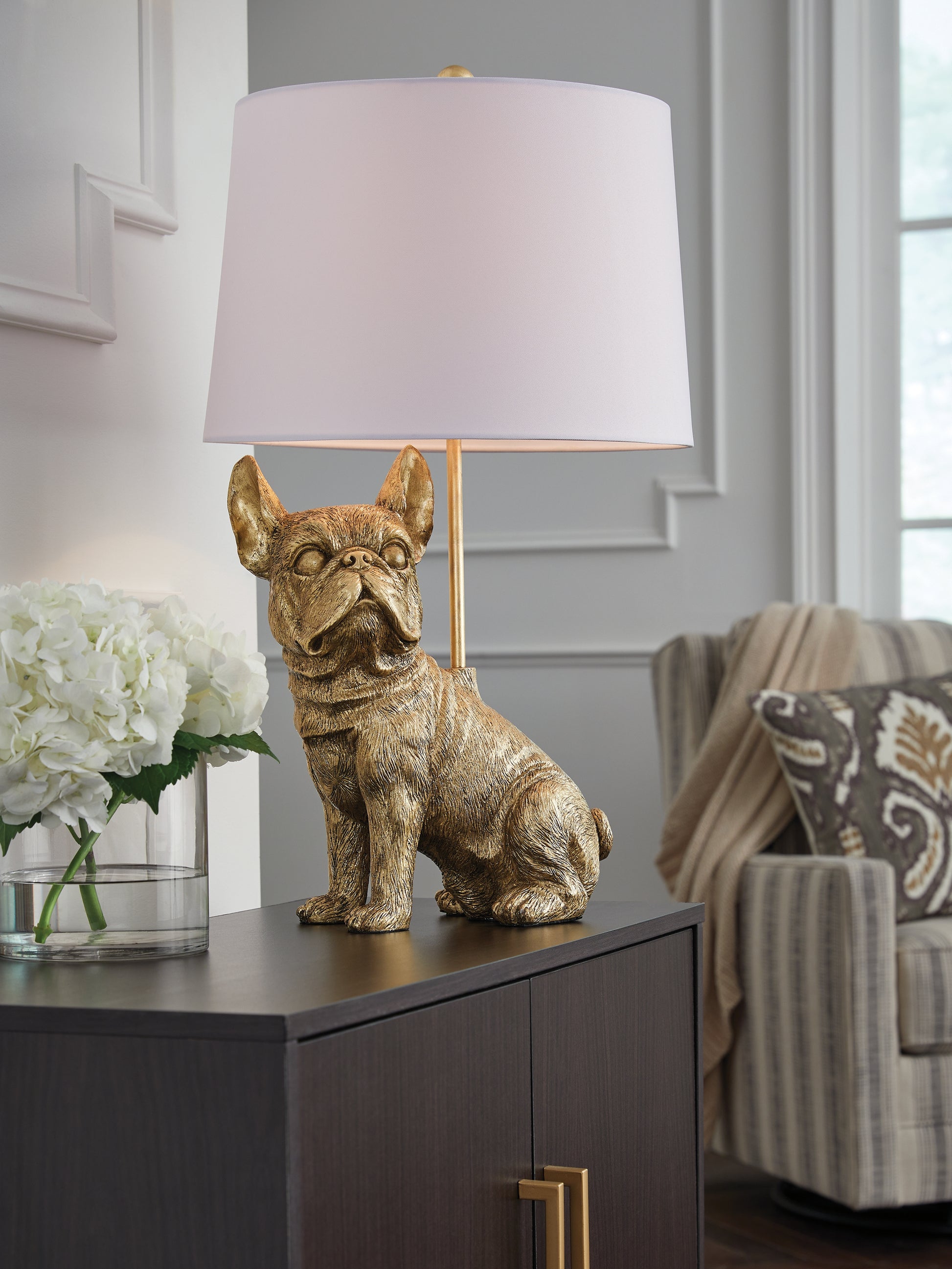 Auburndale Furniture Outlet - Ashley Furniture - Wadeland Lighting - Poly Table Lamp (1/CN) / Gold Finish - L317054