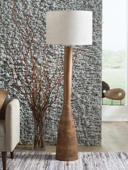 Auburndale Furniture Outlet - Ashley Furniture - Ailsa Lighting - Wood Floor Lamp (1/CN) / Natural Brown - L329111