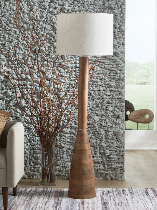Auburndale Furniture Outlet - Ashley Furniture - Ailsa Lighting - Wood Floor Lamp (1/CN) / Natural Brown - L329111