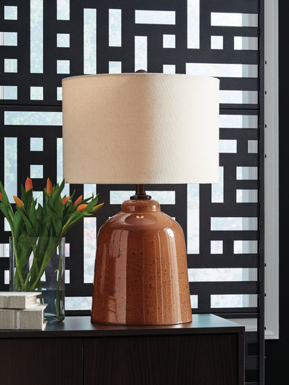 Auburndale Furniture Outlet - Ashley Furniture - Aaleahya Lighting - Glass Table Lamp (1/CN) / Rust - L430904