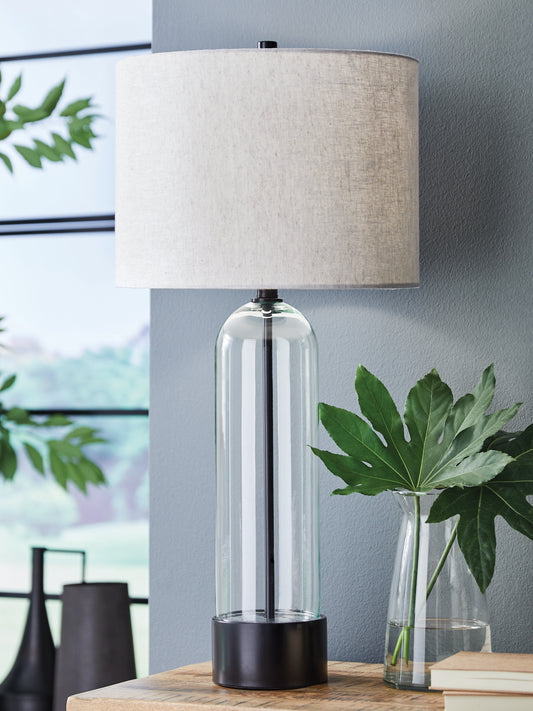 Auburndale Furniture Outlet - Ashley Furniture - Kerrbrook Lighting - Glass Table Lamp (1/CN) / Clear/Black - L430944