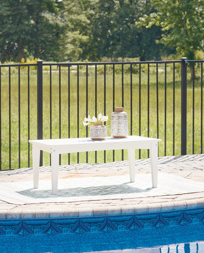 Auburndale Furniture Outlet - Ashley Furniture - Hyland wave Outdoor - Rectangular Cocktail Table / White - P111-701