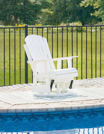 Auburndale Furniture Outlet - Ashley Furniture - Hyland wave Outdoor - Swivel Glider Chair / White - P111-820