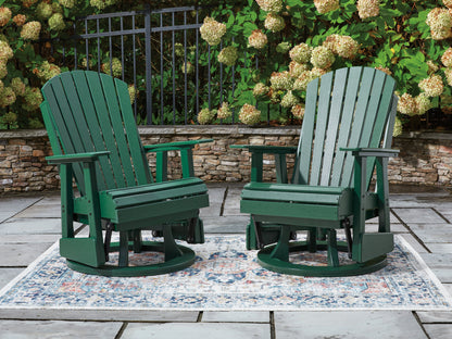 Auburndale Furniture Outlet - Ashley Furniture - Shell Beach Outdoor - Swivel Glider Chair / Green - PCP115-820