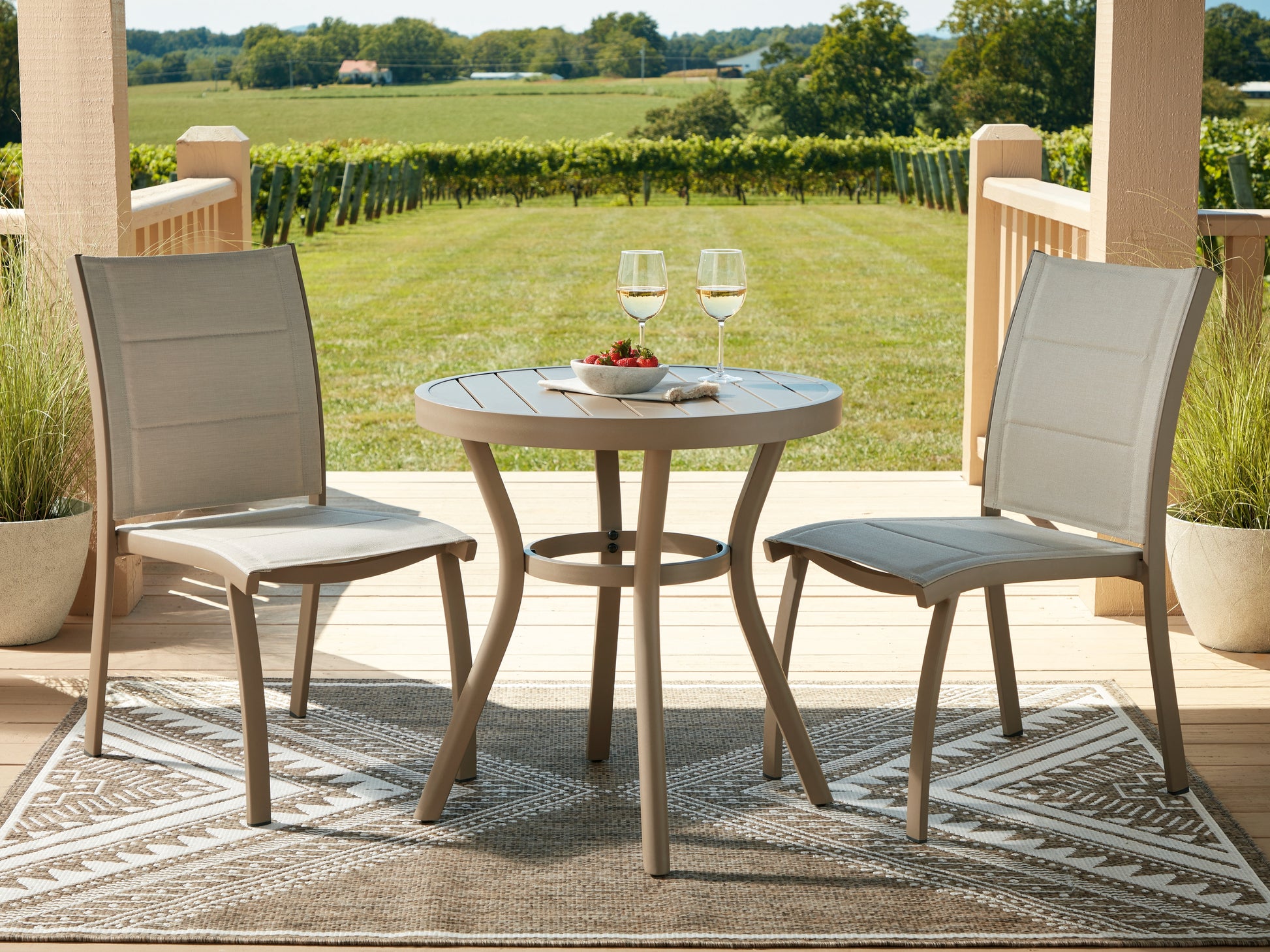 Auburndale Furniture Outlet - Ashley Furniture - Mission Beach Outdoor - Chairs w/Table Set (3/CN) / Beige - PCP200-050