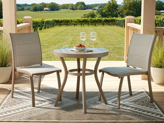 Auburndale Furniture Outlet - Ashley Furniture - Mission Beach Outdoor - Chairs w/Table Set (3/CN) / Beige - PCP200-050
