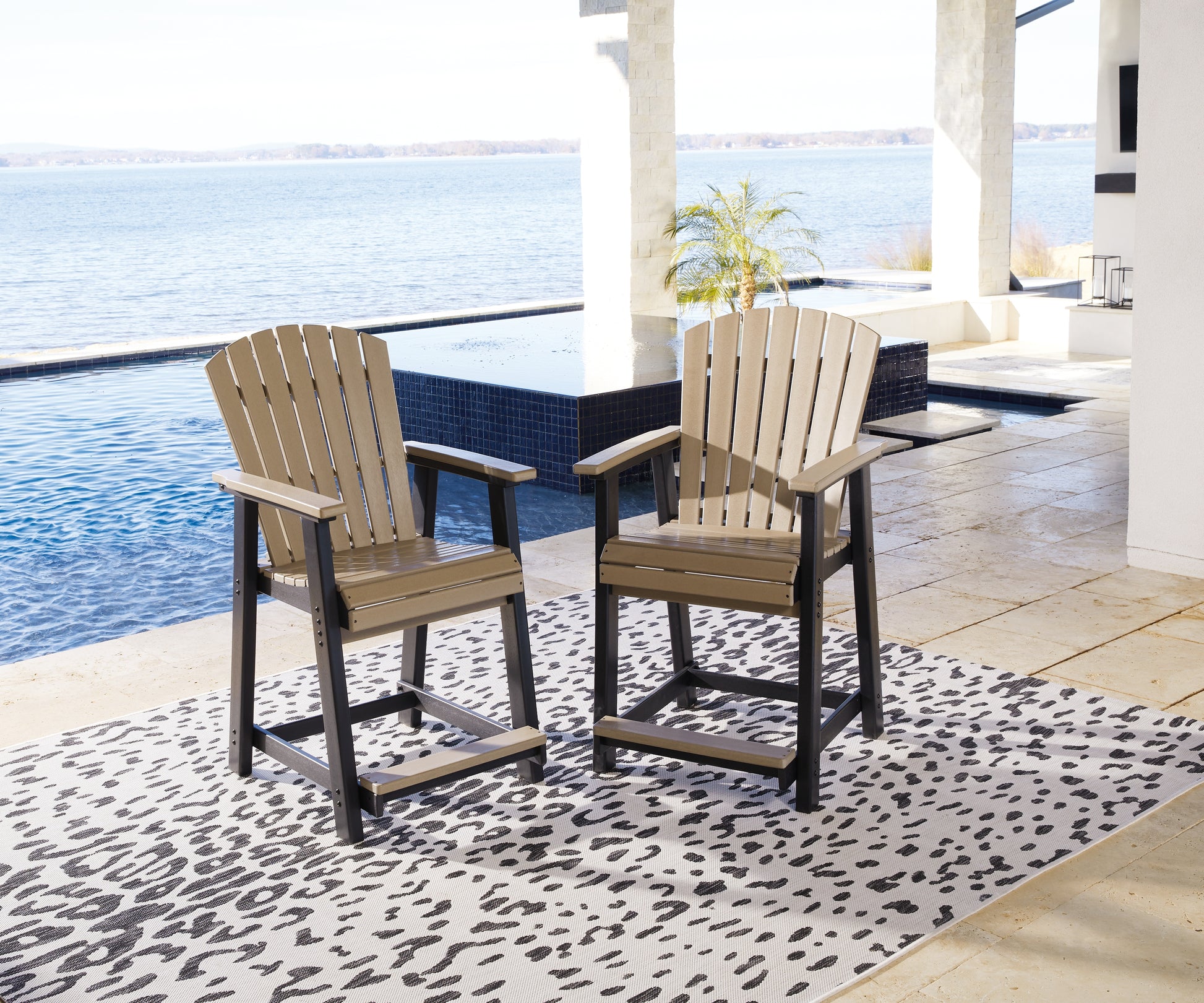 Auburndale Furniture Outlet - Ashley Furniture - Fairen Trail Outdoor - Barstool (Set of 2) / Black/Driftwood - P211-124